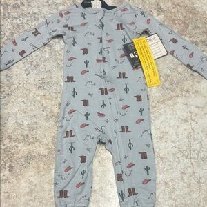 Gerber Kids BambooPajama Set with Cactus and Boot Print - light blue